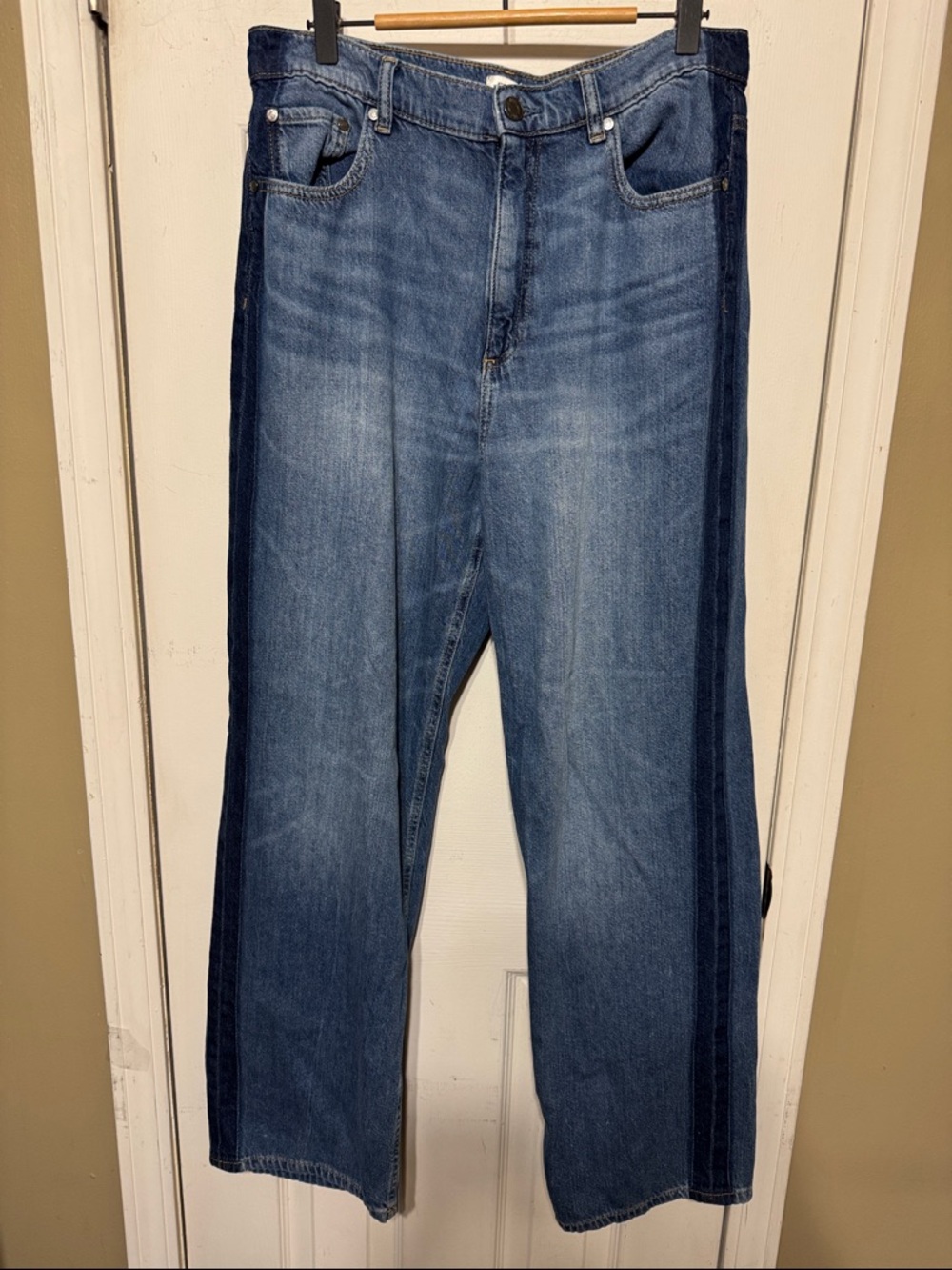Jason Wu EDIT Two-Tone Blue Relaxed Modal Blend Jeans